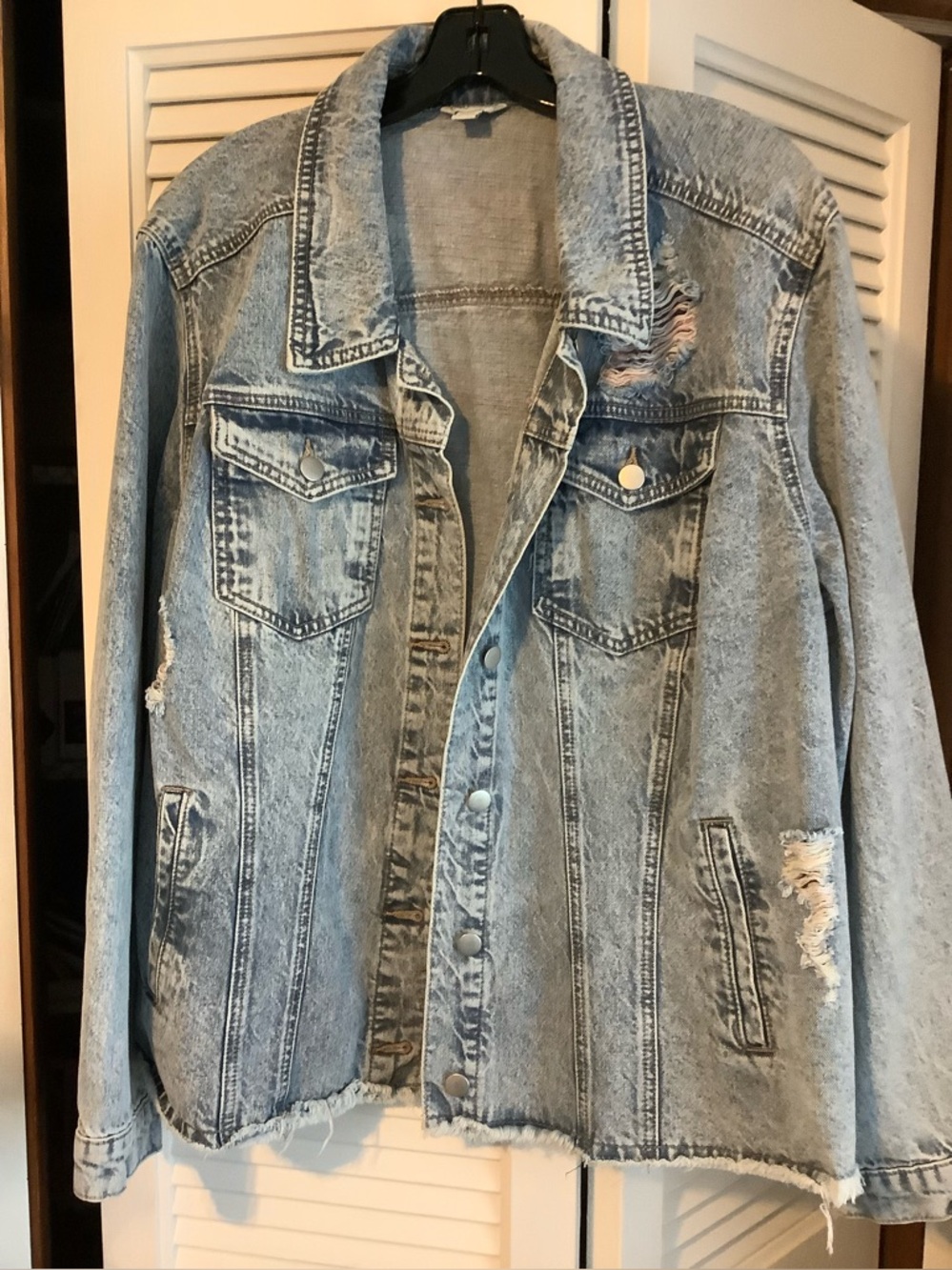 Light Wash Distressed Denim Jacket - Size 22/24 plus Women
